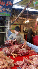 Busy meat market operates in Quetta, Pakistan