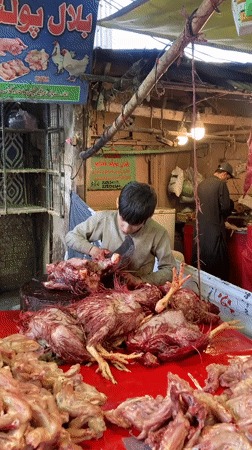 Busy meat market operates in Quetta, Pakistan