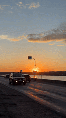 Sunset observed from roadside in Chaikovsky, Russia