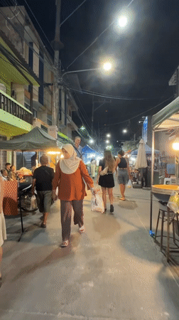 Nighttime street market scenes documented in Ko Phangan Thailand