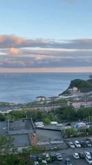 Elevated views of cloudy Vladivostok captured from high-rise building