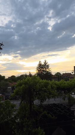 Sunset observed over residential Yagodovo, Bulgaria neighborhood