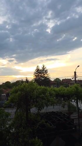 Sunset observed over residential Yagodovo, Bulgaria neighborhood