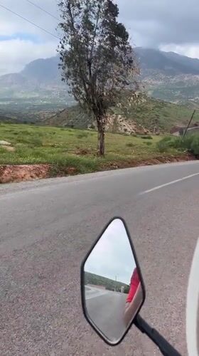 Motorcyclist documents scenic mountain ride through rural Morocco