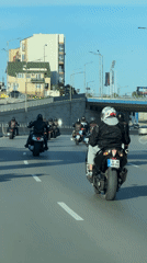 Motorcycle club rides through Varna Bulgaria highways