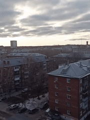 Overcast winter morning captured in Novosibirsk residential district