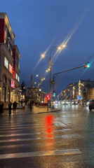 Evening street scene captured in Moscow during dusk