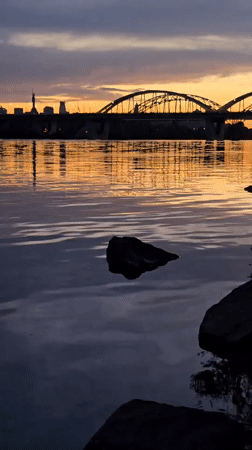 Sunset views along Dnipro River in Kyiv