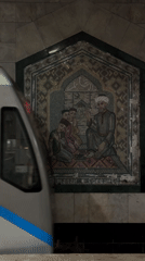 Mosaic artwork featuring elderly man and children spotted in Kazan subway