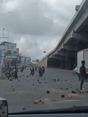 Debris and motorcycles scattered across Nairobi road