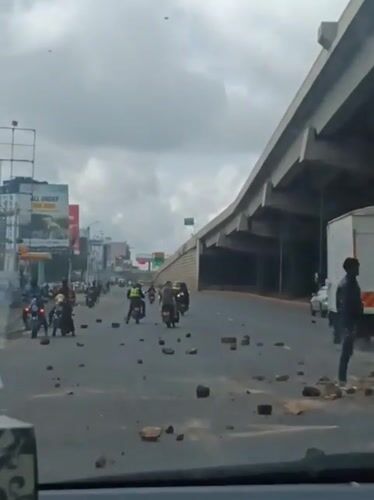 Debris and motorcycles scattered across Nairobi road