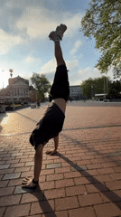 Street performer executes backflips on Varna plaza