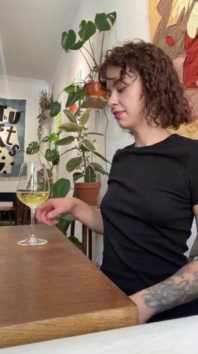 White wine at a cozy Tbilisi café, midday