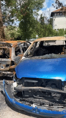 Two burnt-out cars found abandoned on Sofia street