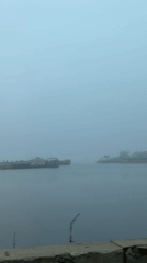 Dense fog blankets Chaikovsky, Russia in early morning