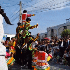 Traditional dancers perform colorful street parade in Arequipa, Peru