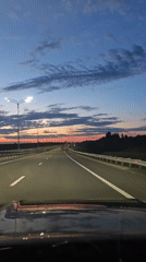 Dusk highway drive captured on video near Shali, Russia