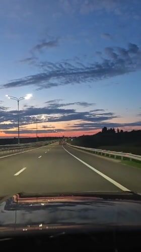 Dusk highway drive captured on video near Shali, Russia