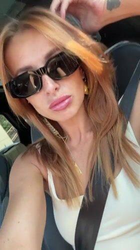 Woman takes car selfie in Krasnoyarsk, Russia