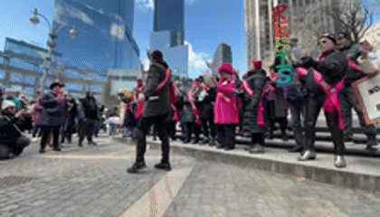 Anti-Trump Political Demonstration Held in Manhattan Plaza