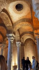 Tourists visit ancient columned hall in Istanbul