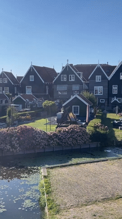 Quiet morning at Marken's historic harbor and waterfront