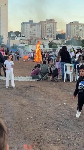 Community bonfire gathering draws families in Netanya