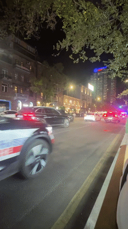 Police activity and evening scenes around central Yerevan