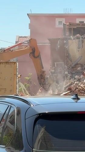 Building demolition underway in Bar, Montenegro