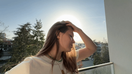 Woman poses for photos during sunny afternoon in Belgrade