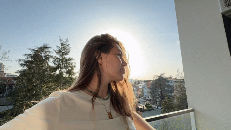 Woman poses for photos during sunny afternoon in Belgrade