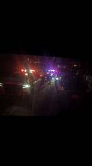 Emergency vehicles respond at night in Santa María Huexoculco