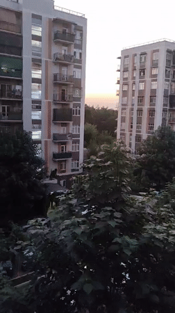 Tashkent high-rises and a cheerful morning graphic