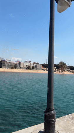 Morning pier scene captured in Dahab, Egypt coastal area