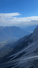 Aerial views of the Bavarian Alps near Grainau from a cable car