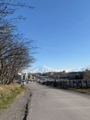 Street scenes documented in Petropavlovsk-Kamchatsky under clear skies