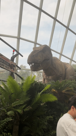 Tourists explore dinosaur exhibits and attractions at Singapore's Gardens