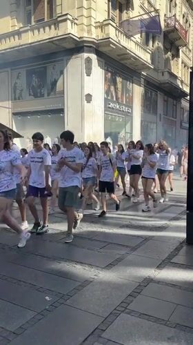 Youth groups in matching shirts gather, celebrate in Belgrade