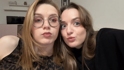 Two women take selfie in Kragujevac residential area