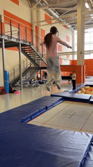 Gymnasts practice trampoline moves at Krasnoyarsk gym facility