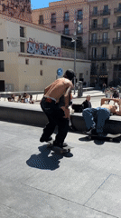 Morning skateboarding activity documented in Barcelona urban area