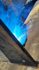 Early morning welding work documented in Burgas industrial site