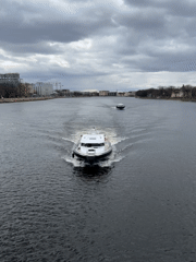 Morning river and street activity observed in Saint Petersburg