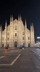 Milan's historic center after midnight, swept and still