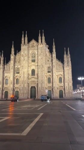 Milan's historic center after midnight, swept and still