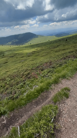 Hiking the mountain trails above Berkovitsa on a clear summer day