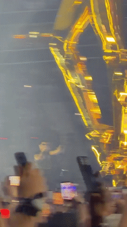 Frankfurt stadium concert with elaborate golden stage setup
