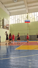 Early morning basketball practice session in Chaikovsky gymnasium