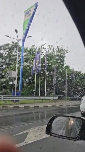 Rainy morning street life in Stara Zagora, Bulgaria