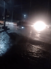 Heavy rain creates wet street conditions in Uyo, Nigeria